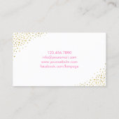 メイクアップアーティスト美しいサロンピンクリップ金ゴールド紙吹雪 名刺 (裏面)