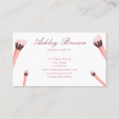 メイクアップアーティスト美しいサロンブラシピンクグリッター 名刺 (裏面)