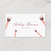 メイクアップアーティスト美しいサロンブラシピンクグリッター 名刺 (正面)
