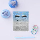 メイクアップアーティスト美しいサロンブルーグリッターシルバー チラシ (シングル)