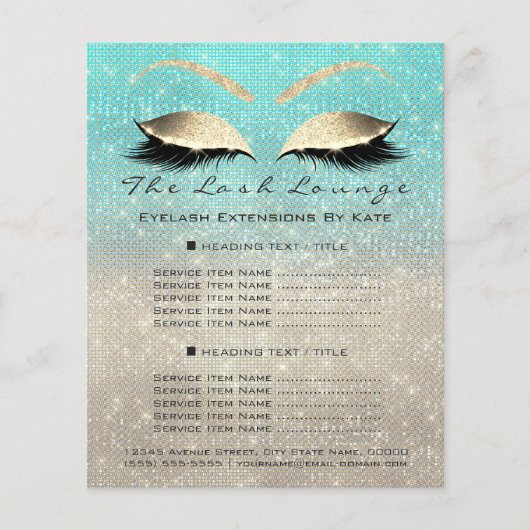 メイクアップアーティスト美しいサロンブルーグリッターフライヤーアイボール チラシ (正面)