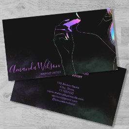 メイクアップアーティスト美しいサロンホログラフィックグリッター 名刺