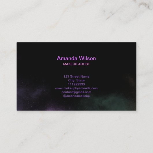 メイクアップアーティスト美しいサロンホログラフィックグリッター 名刺 (裏面)