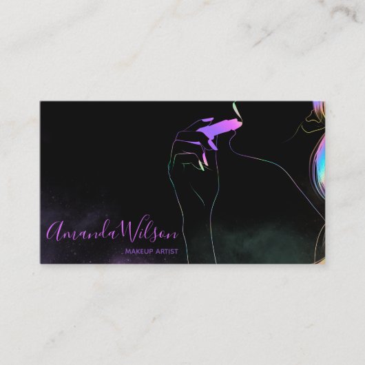 メイクアップアーティスト美しいサロンホログラフィックグリッター 名刺 (正面)