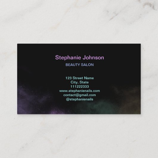 メイクアップアーティスト美しいサロンホログラフィックグリッター 名刺 (裏面)