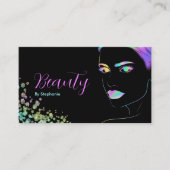 メイクアップアーティスト美しいサロンホログラフィックグリッター 名刺 (正面)