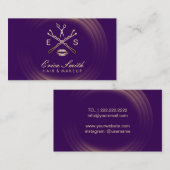 メイクアップアーティスト美しいサロンモダン金ゴールド&パープル 名刺 (正面/裏面)