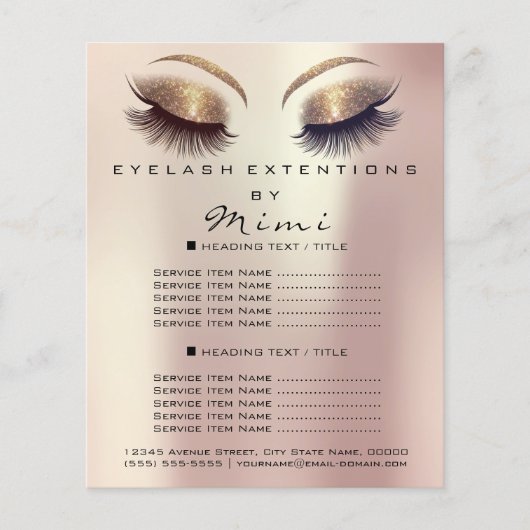 メイクアップアーティスト美しいサロンラッシュフライヤーグリットローズ チラシ (正面)