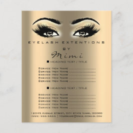 メイクアップアーティスト美しいサロンラッシュフライヤー価格金ゴールド チラシ