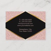 メイクアップアーティスト美しいサロンリップバラ金ゴールドグリッター 名刺 (裏面)