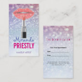 メイクアップアーティスト美しいサロンレッドリップ&リップスティック 予約カード (正面/裏面)