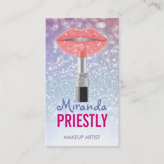 メイクアップアーティスト美しいサロンレッドリップ&リップスティック 予約カード (正面)