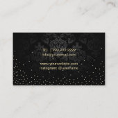 メイクアップアーティスト美しいサロン金ゴールドキスブラックダマスク 名刺 (裏面)