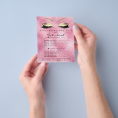 メイクアップアーティスト美しいサロン金ゴールドグリッターチラシピンク チラシ (手)