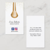 メイクアップアーティスト美しいサロン金ゴールドメイクアップブラシ 名刺 (正面/裏面)