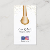 メイクアップアーティスト美しいサロン金ゴールドメイクアップブラシ 名刺 (正面)