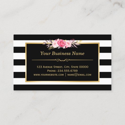 メイクアップアーティスト美しいサロン金ゴールドヴィンテージフローラ 名刺 (裏面)