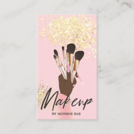 メイクアップアーティスト美しいサロンGlam Pink and金ゴールド 名刺