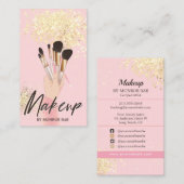 メイクアップアーティスト美しいサロンGlam Pink and金ゴールド 名刺 (正面/裏面)