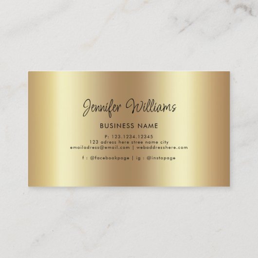 メイクアップアーティスト美しいサロンQRコードモダン金ゴールド 名刺 (裏面)