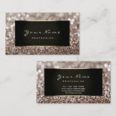 メイクアップアーティスト美しいフレームアイボリーブラウングリッター 名刺 (正面/裏面)