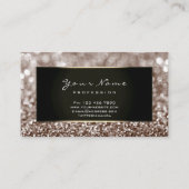 メイクアップアーティスト美しいフレームアイボリーブラウングリッター 名刺 (裏面)