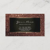 メイクアップアーティスト美しいフレームチョコレートブラウングリッター 名刺 (裏面)