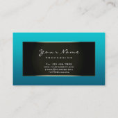 メイクアップアーティスト美しいフレームブルーティール(緑がかった色) グラデーション 名刺 (裏面)