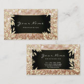 メイクアップアーティスト美しいフローラフレーム金ゴールドグリッター 名刺 (正面/裏面)