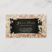 メイクアップアーティスト美しいフローラフレーム金ゴールドグリッター 名刺 (裏面)