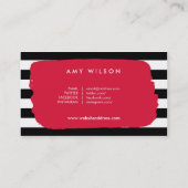 メイクアップアーティスト美しいブロガーストライプソーシャルメディア 名刺 (裏面)