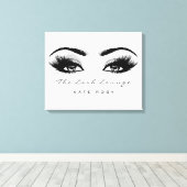 メイクアップアーティスト美しいラッシュエクステンション灰色 キャンバスプリント (インサイチュ (ウッドフロア))