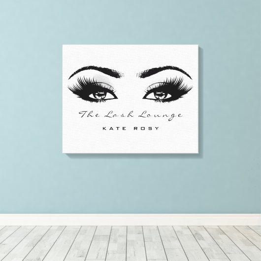 メイクアップアーティスト美しいラッシュエクステンション灰色 キャンバスプリント (インサイチュ (ウッドフロア))