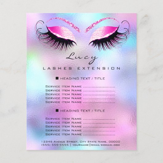 メイクアップアーティスト美しいラッシュグリッター価格一覧ピンク チラシ (裏面)