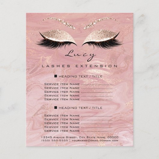 メイクアップアーティスト美しいラッシュグリッター価格表マーブル チラシ (正面)