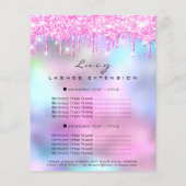 メイクアップアーティスト美しいラッシュプライス一覧ピンクドリップ チラシ (裏面)