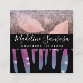 メイクアップアーティスト美しいリップグリッタードリッピング スクエア名刺