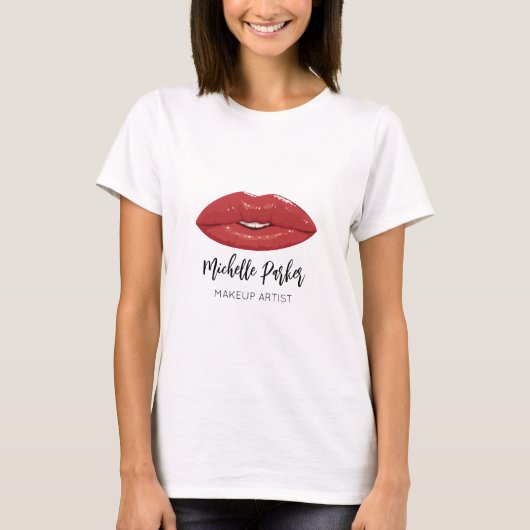 メイクアップアーティスト美しいロゴリップ名 Tシャツ (正面)