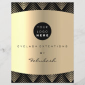 メイクアップアーティスト美しい金ゴールドブラックロゴフライヤー価格 チラシ (裏面)