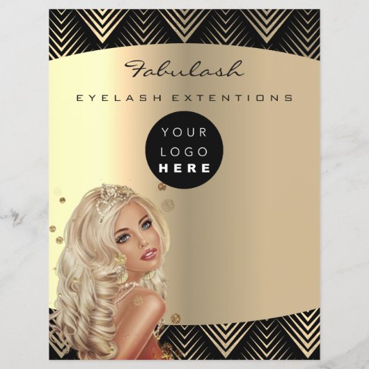 メイクアップアーティスト美しい金ゴールドブラックロゴヘアプライスF チラシ (裏面)