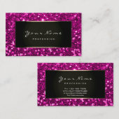 メイクアップアーティスト美しい額縁明るい赤紫色ピンクグリッター 名刺 (正面/裏面)