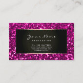 メイクアップアーティスト美しい額縁明るい赤紫色ピンクグリッター 名刺 (裏面)
