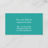 メイクアップアーティスト美容師アフロー美しいターコイズ 名刺 (裏面)