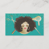 メイクアップアーティスト美容師アフロー美しいターコイズ 名刺 (正面)