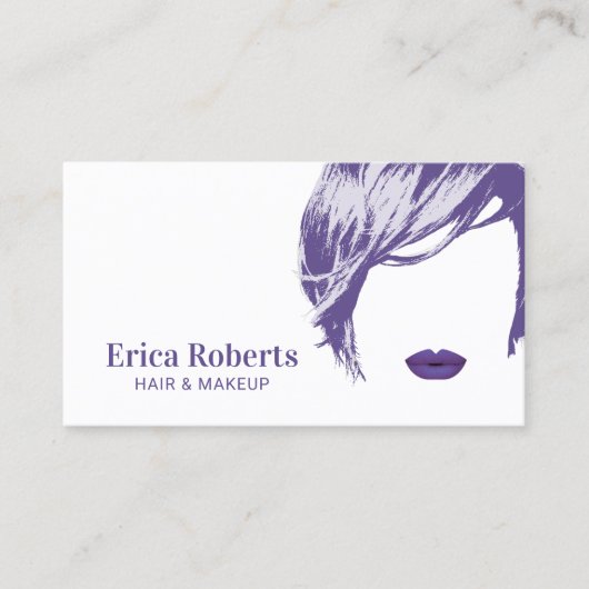 メイクアップアーティスト美容師エレガントバイオレットサロン 名刺 (正面)