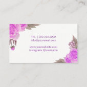 メイクアップアーティスト美容師エレガントパープルフローラ 名刺 (裏面)