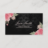メイクアップアーティスト美容師エレガントフローラダマスク 名刺 (正面)