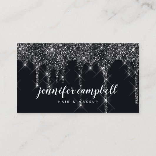 メイクアップアーティスト美容師グリッターが黒く滴る 名刺 (正面)
