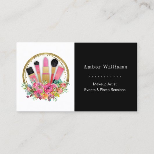 メイクアップアーティスト美容師サロンスパスタイリスト 名刺 (正面)