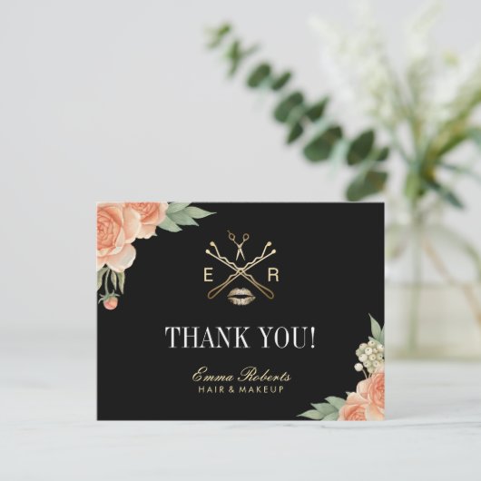 メイクアップアーティスト美容師サロンフローラありがとう ポストカード (スタンド正面)